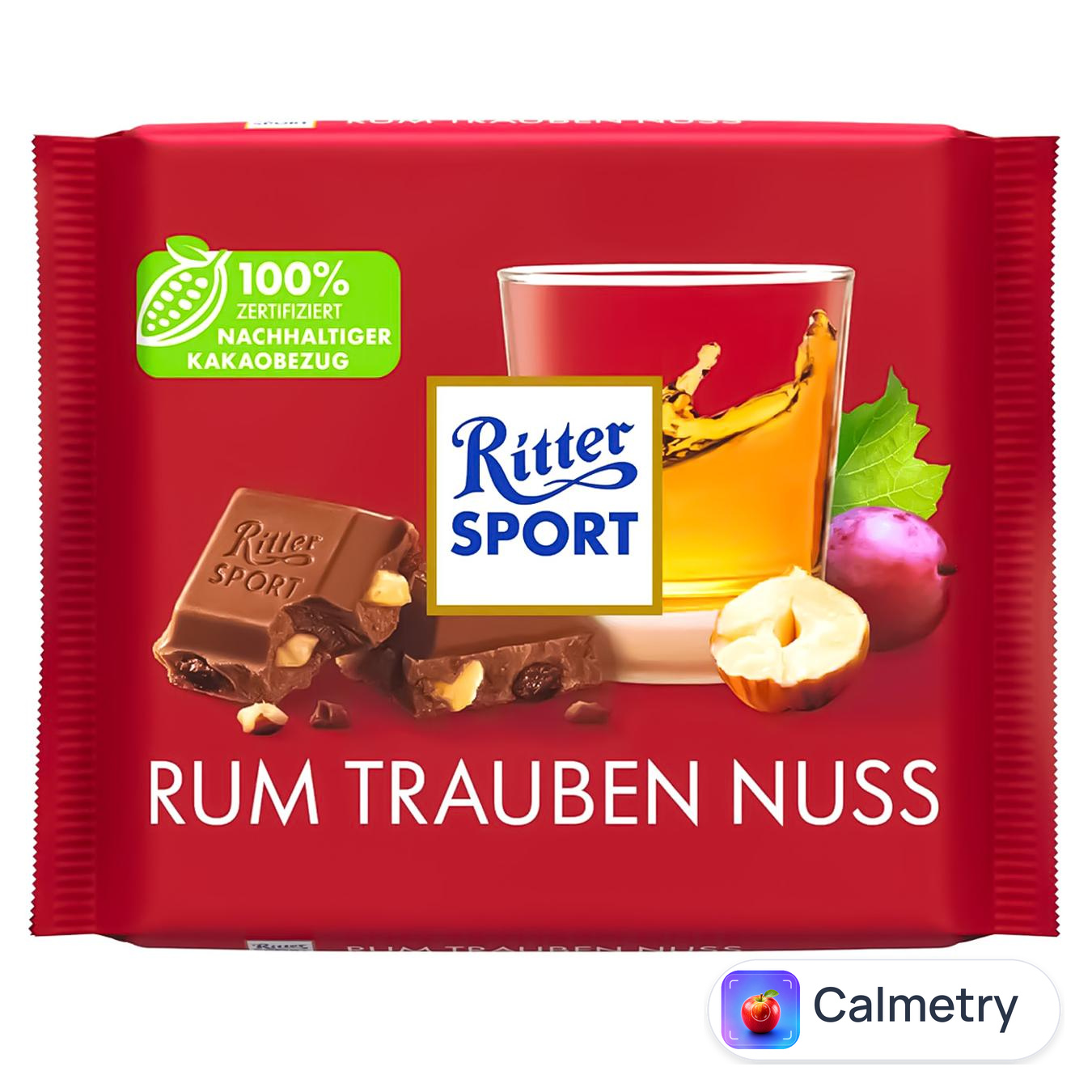 Шоколад молочний Ritter Sport з ямайським ромом, родзинками та горіхами 100г