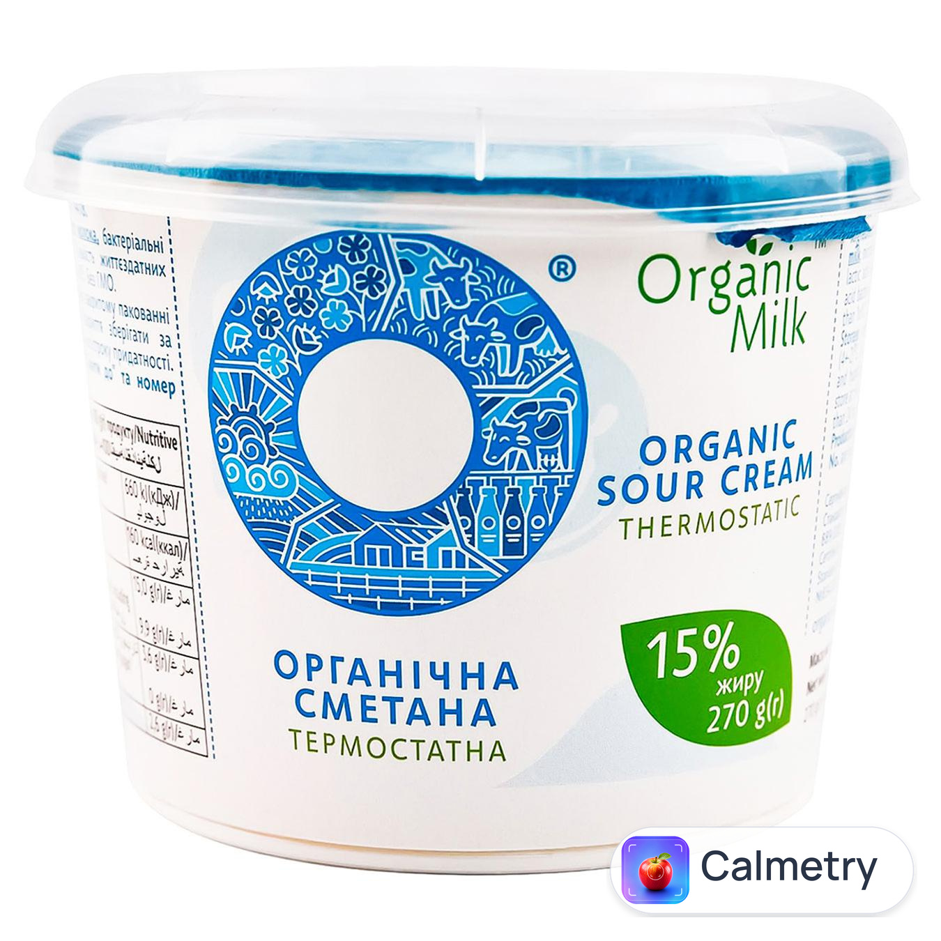 Сметана Organic Milk органічна термостатна 15% 270г