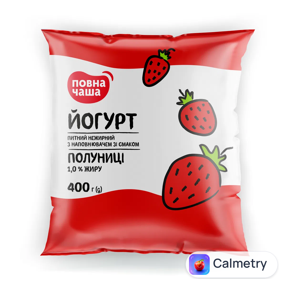Йогурт з наповнювачем полуниця «Повна Чаша»® 1% 400г