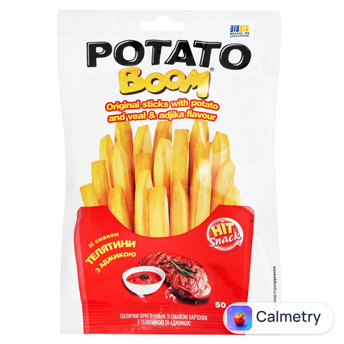 Палички Potato Boom зі смаком картоплі з телятиною та аджикою 50г