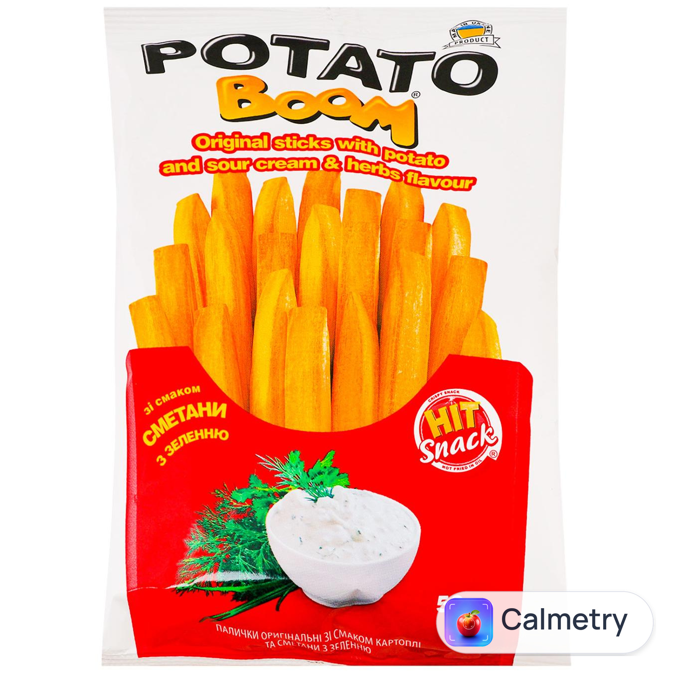 Палички Potato Boom зі смаком картоплі та сметани з зеленню 50г