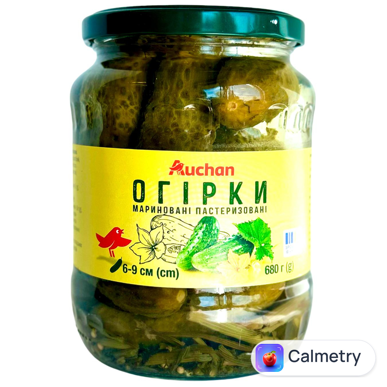 Огірки Auchan мариновані 6-9см 680г