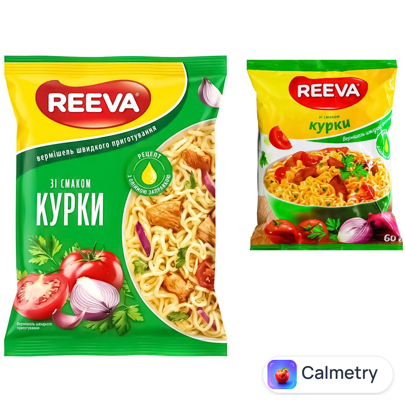 Вермішель Reeva на домашньому бульйоні з куркою 60г — фото продукту