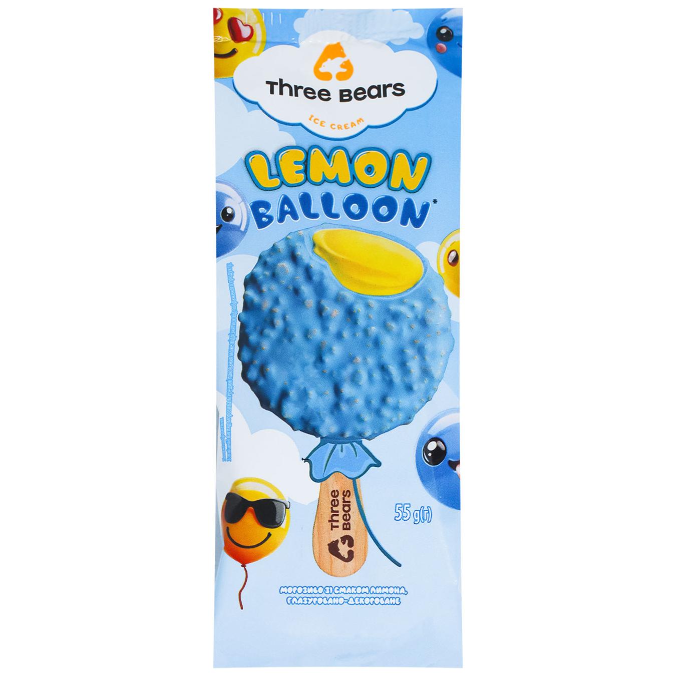 Морозиво Три Ведмеді Lemon Balloon в глазурі 55г — фото продукту
