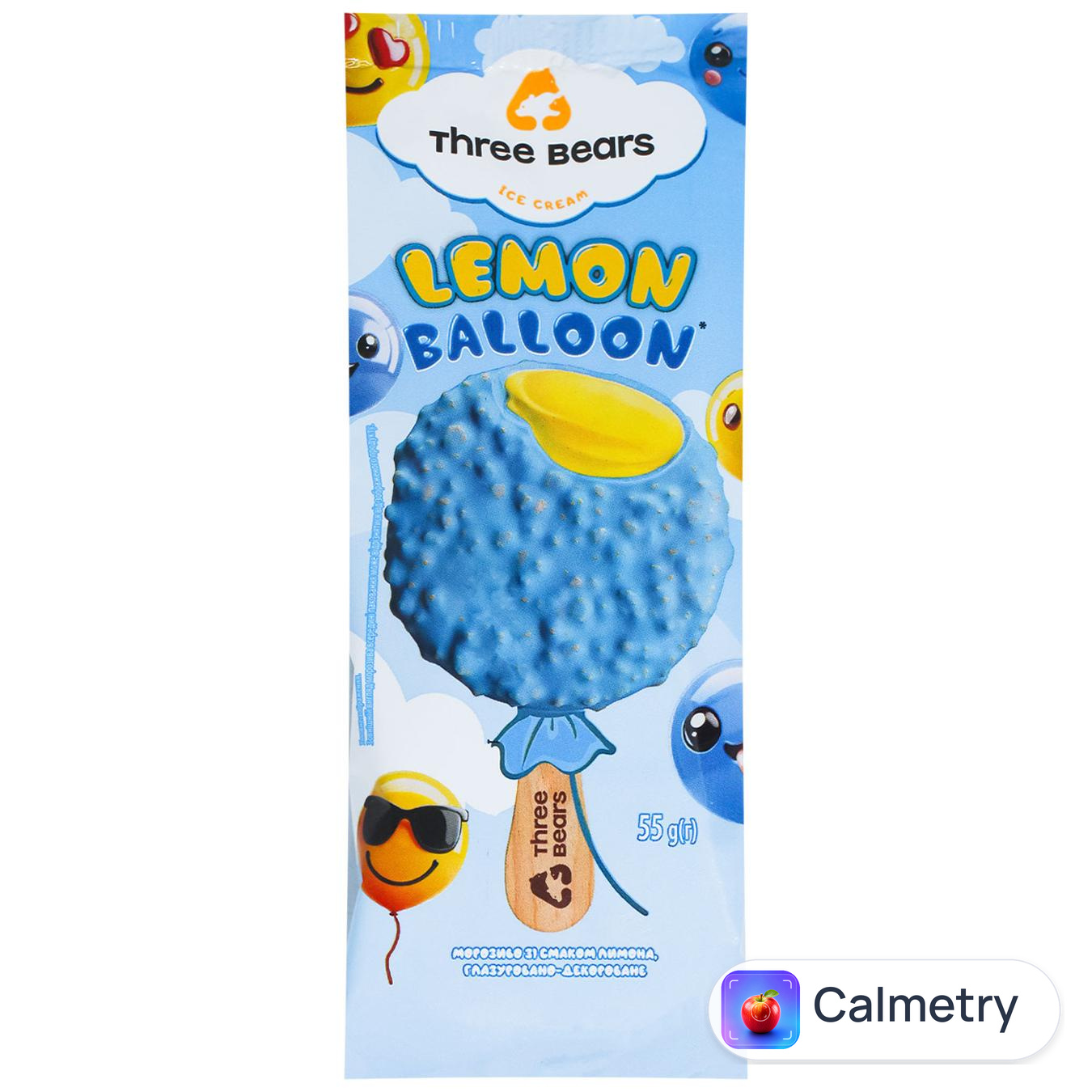 Морозиво Три Ведмеді Lemon Balloon в глазурі 55г — фото продукту