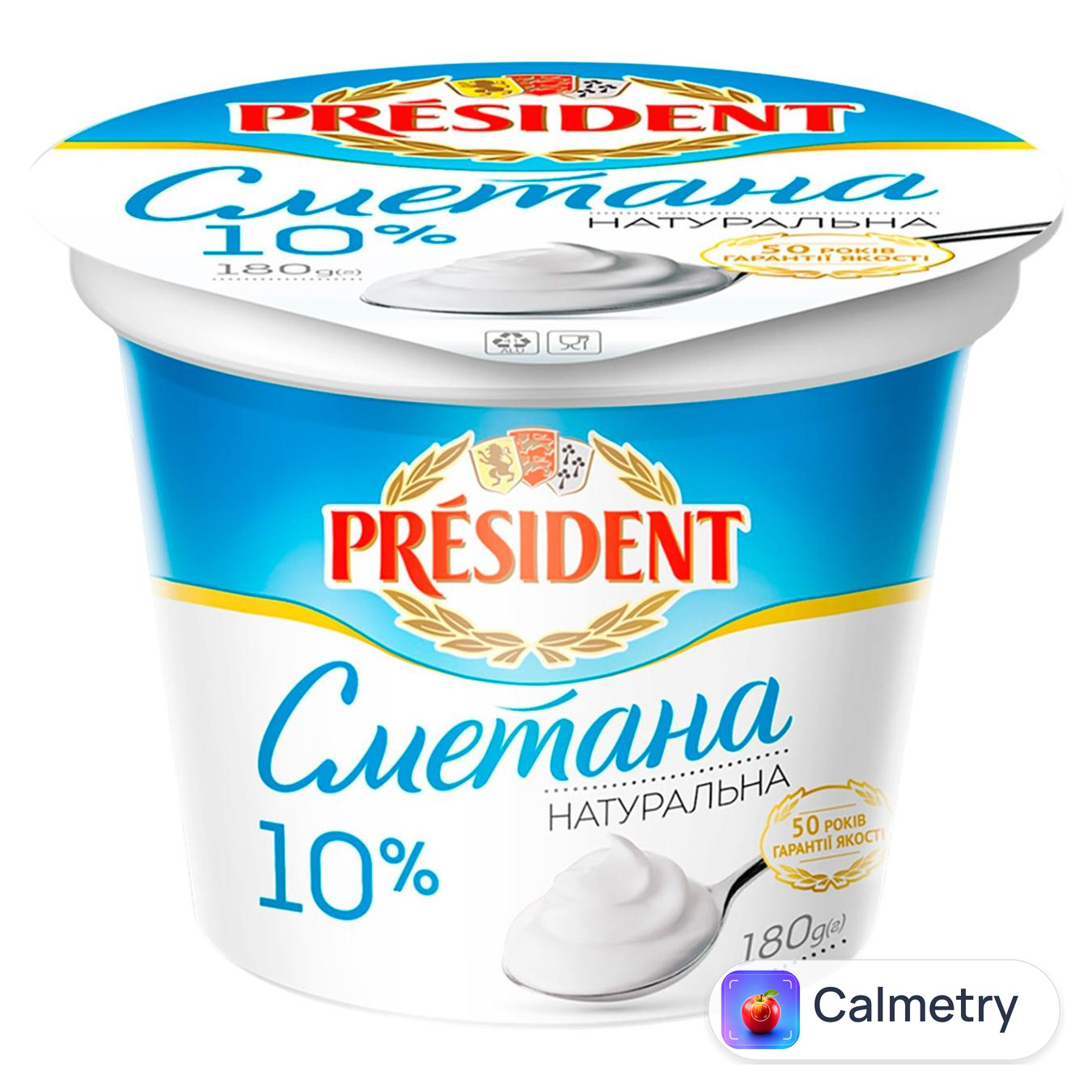 Сметана President 10% 180г — фото продукту