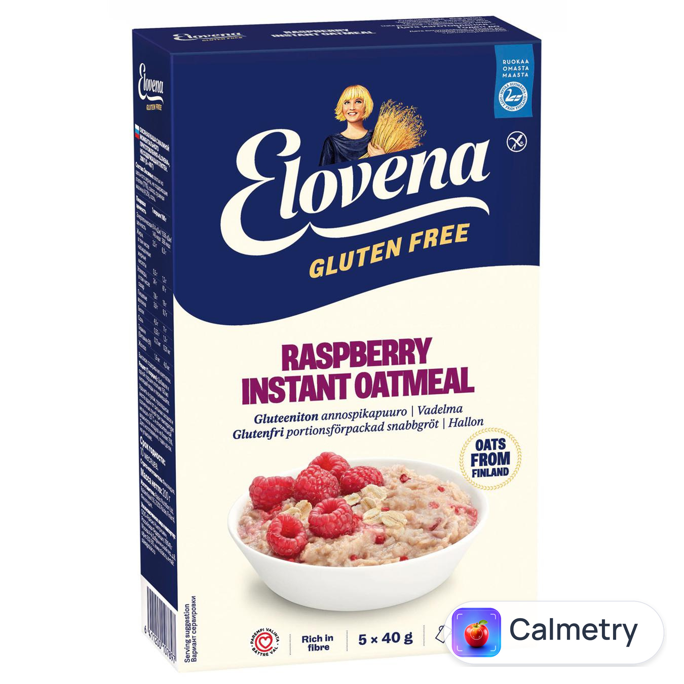 Каша вівсяна Elovena з малиною без глютену 200г — фото продукту