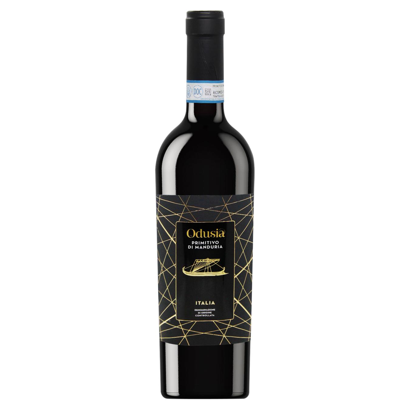 Вино Odusia Primitivo Manduria DOC червоне сухе 14,5% 0,75л — фото продукту