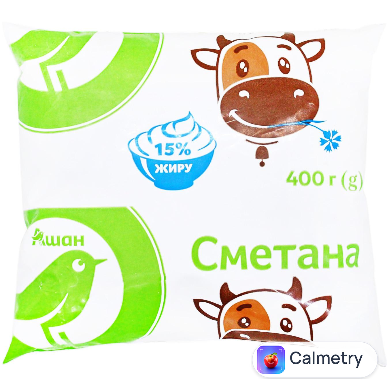 Сметана Auchan 15% 400г
