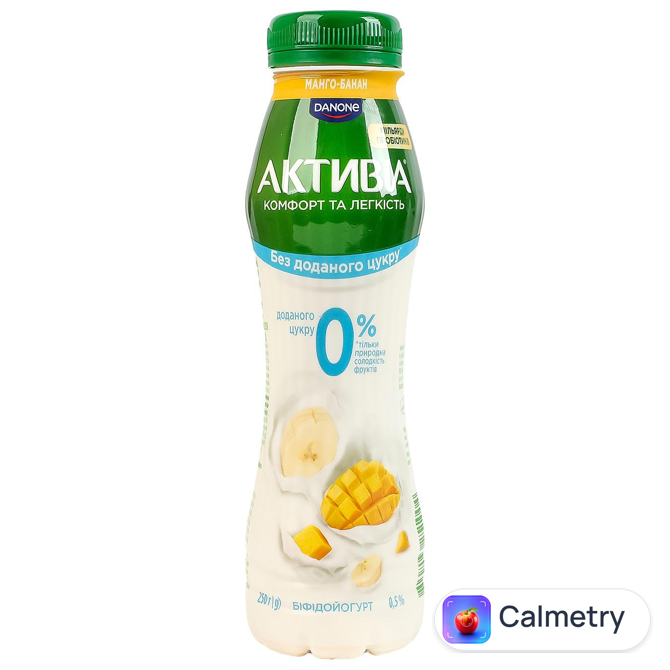 Біфідойогурт Danone Активія Манго-банан без цукру 0,5% 250г — фото продукту