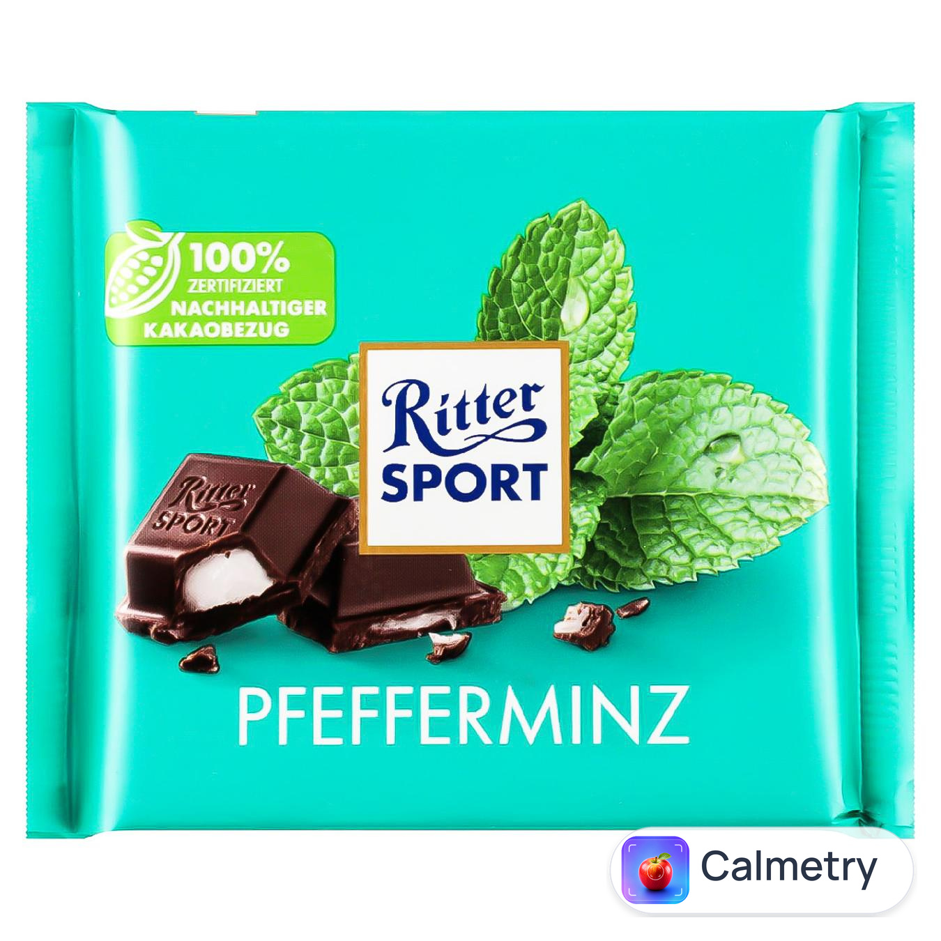 Шоколад чорний Ritter Sport з перцевою м'ятою 100г — фото продукту