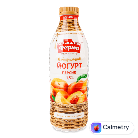 Йогурт Ферма Персик натуральний 1,5%, пляшка, 750г