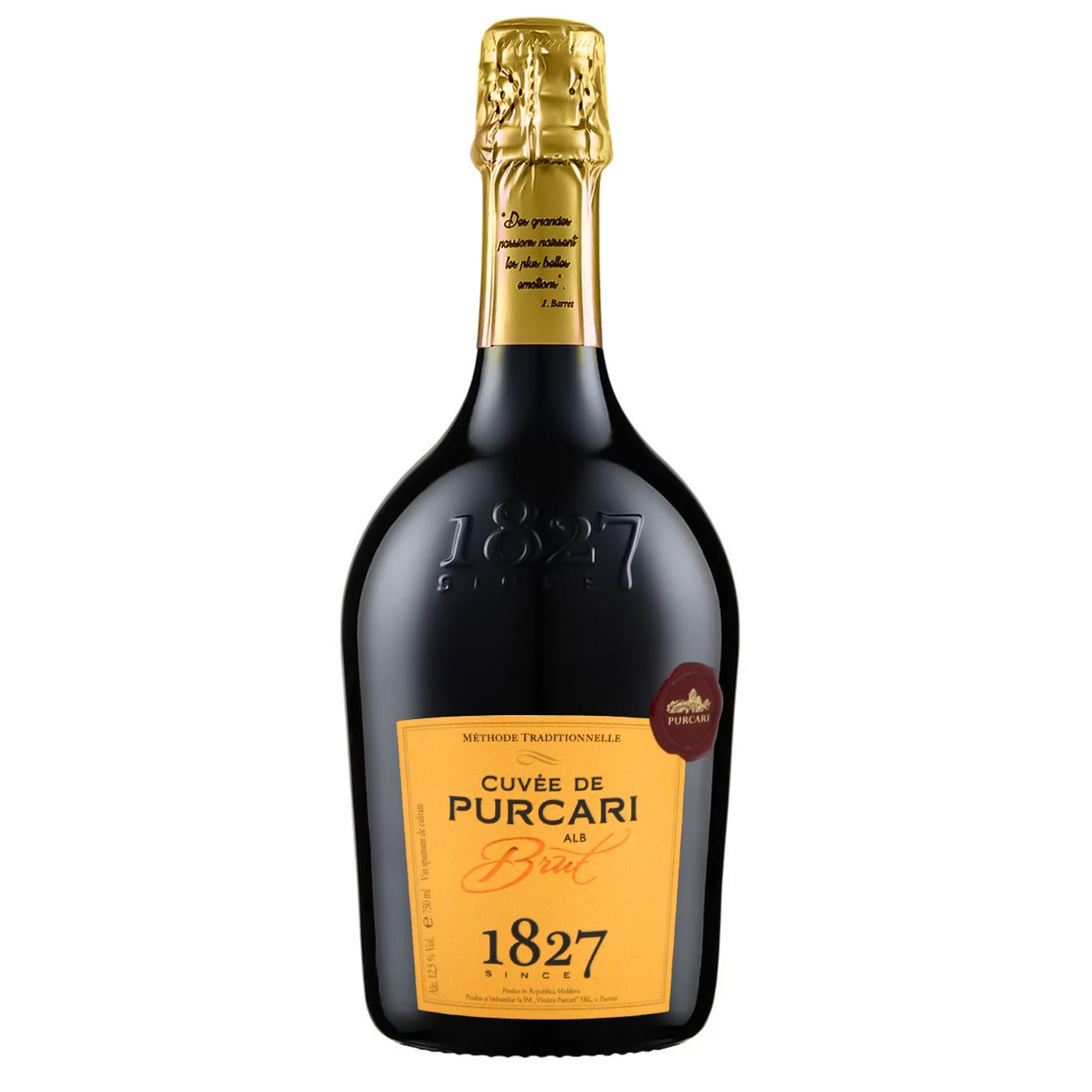 Вино ігристе Cuvee de Purcari Brut біле брют 12,5% 0,75л — фото продукту