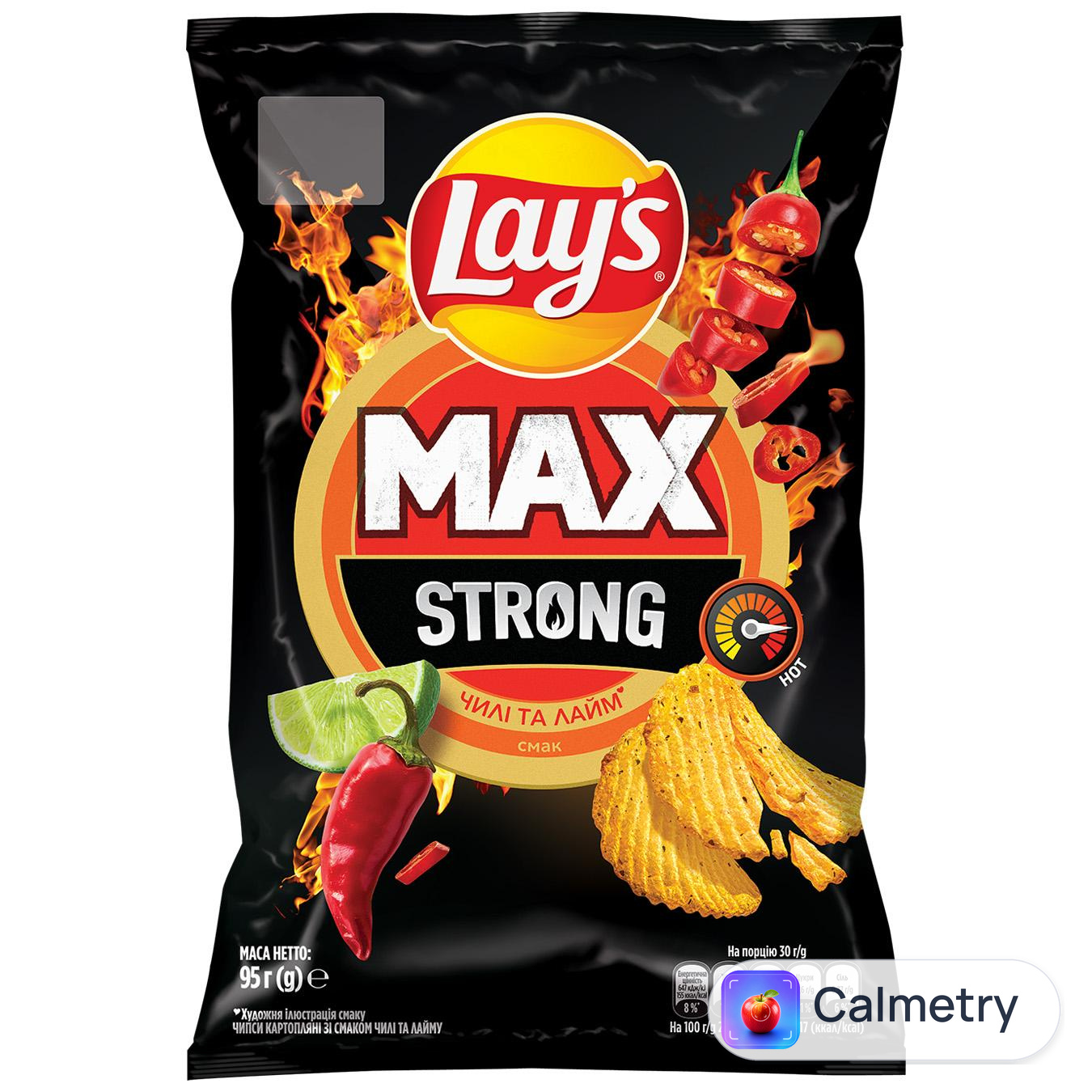 Чипси Lay's Strong зі смаком чилі та лайму 95г