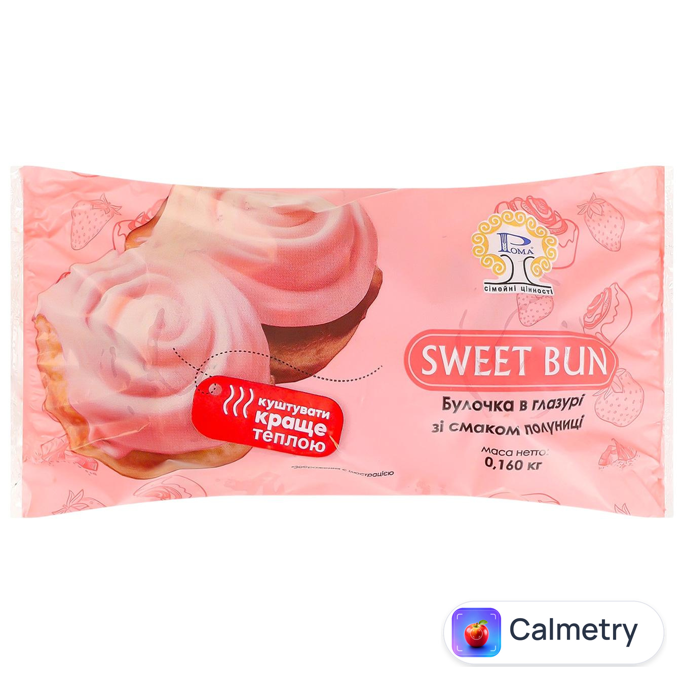 Булочка Рома Sweet Bun в глазурі зі смаком полуниці 160г