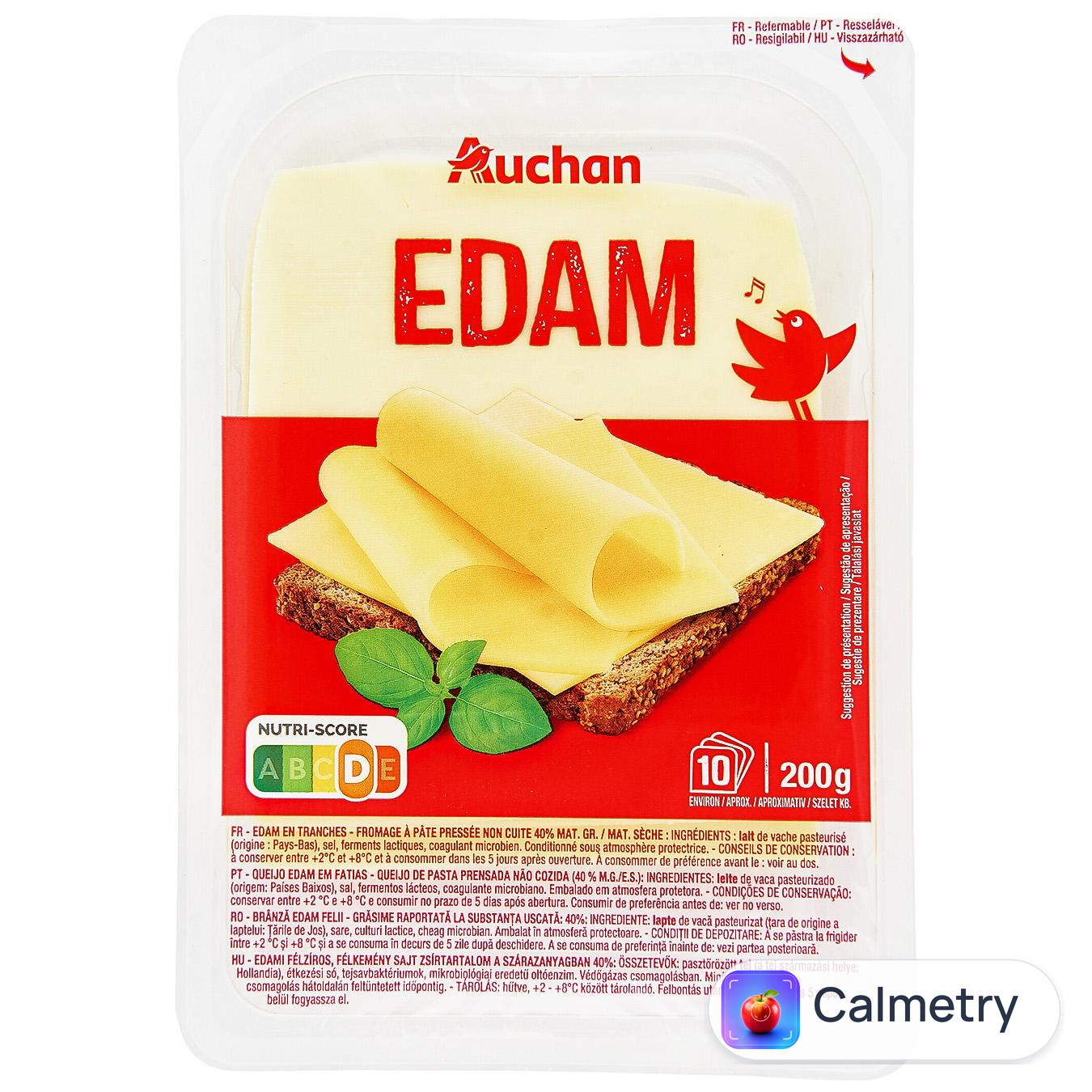Сир Auchan Едам пластинки 200г