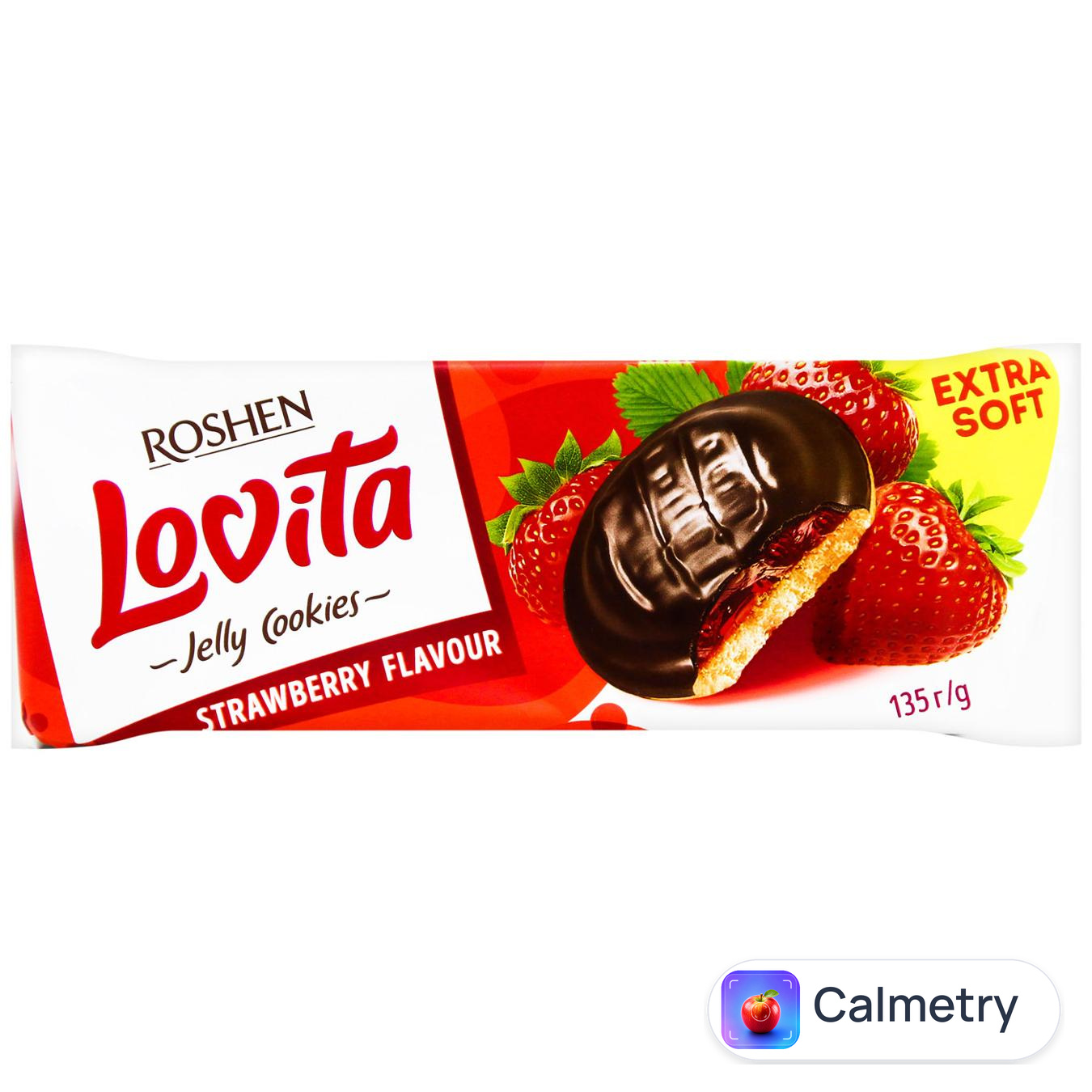 Печиво Roshen Lovita з желейною начинкою зі смаком полуниці 135г — фото продукту