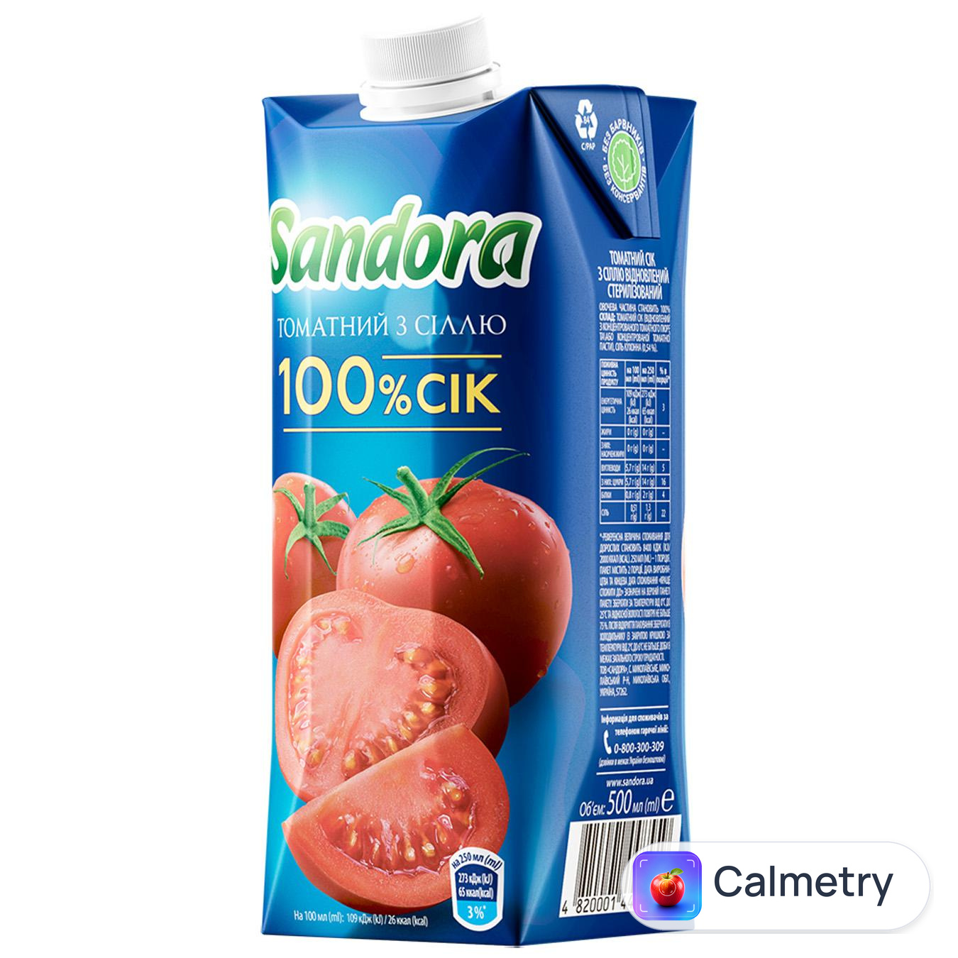 Сік Sandora томатний з сіллю 0,5л