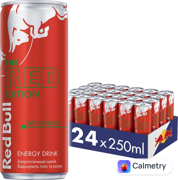 Упаковка енергетичного напою Red Bull Red Edition зі смаком кавуна 0.25 л x 24 банки
