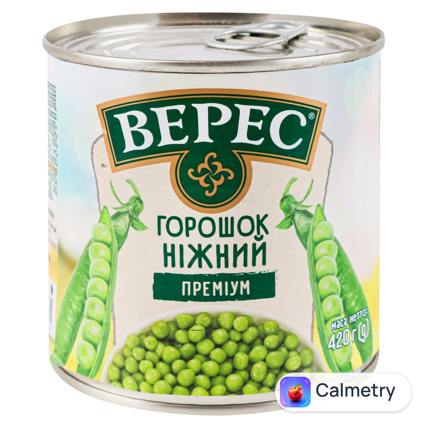 Горошок зелений Верес Преміум ніжний 420г — фото продукту