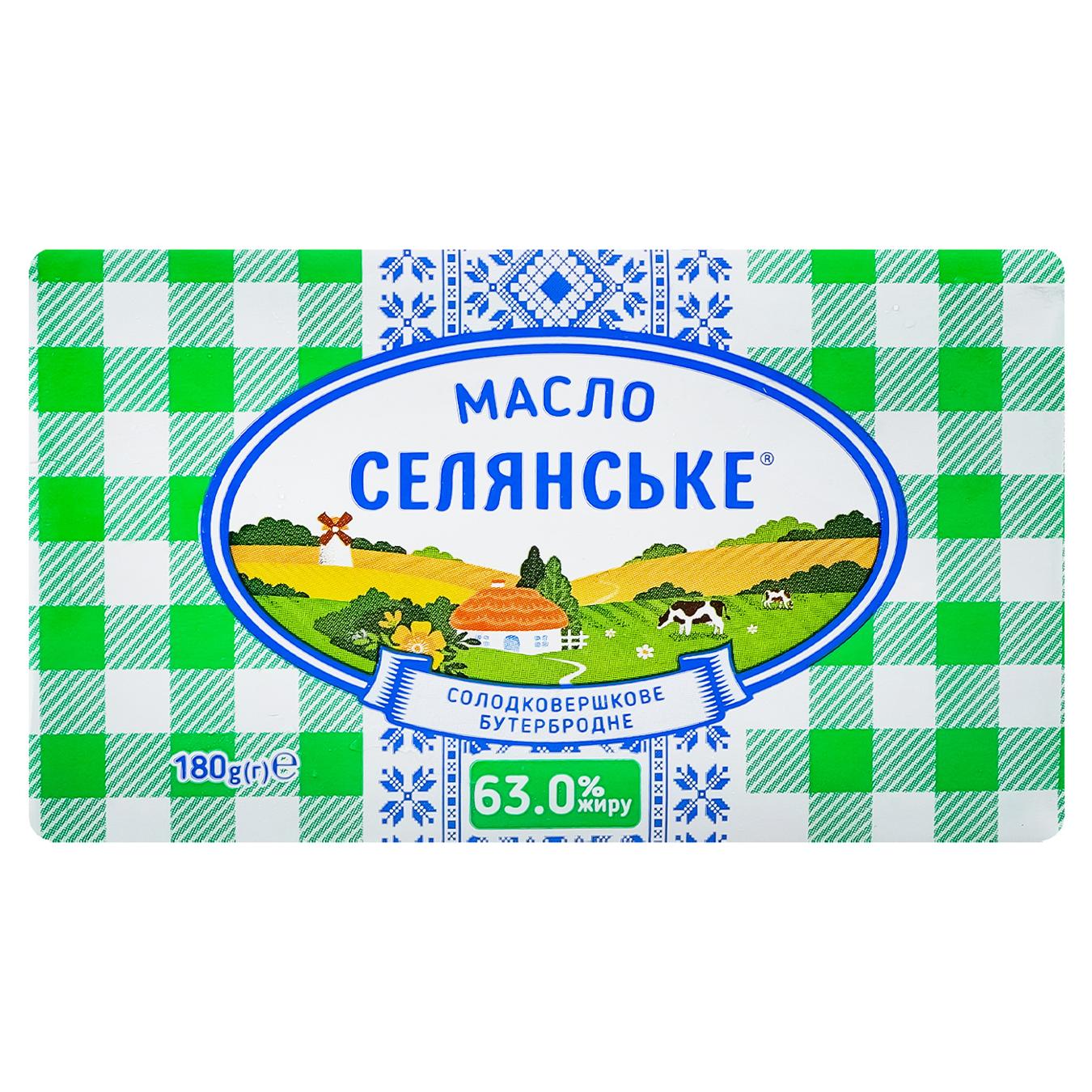 Масло Селянське Бутербродне 63% 180г — фото продукту