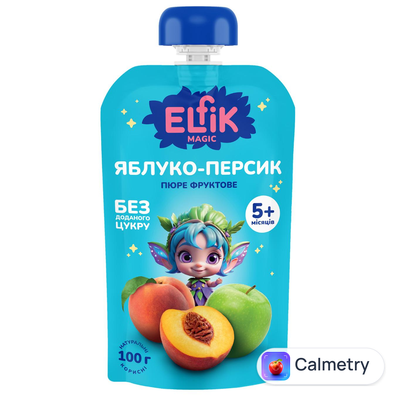 Пюре Elfik Magic яблуко-персик 100г — фото продукту