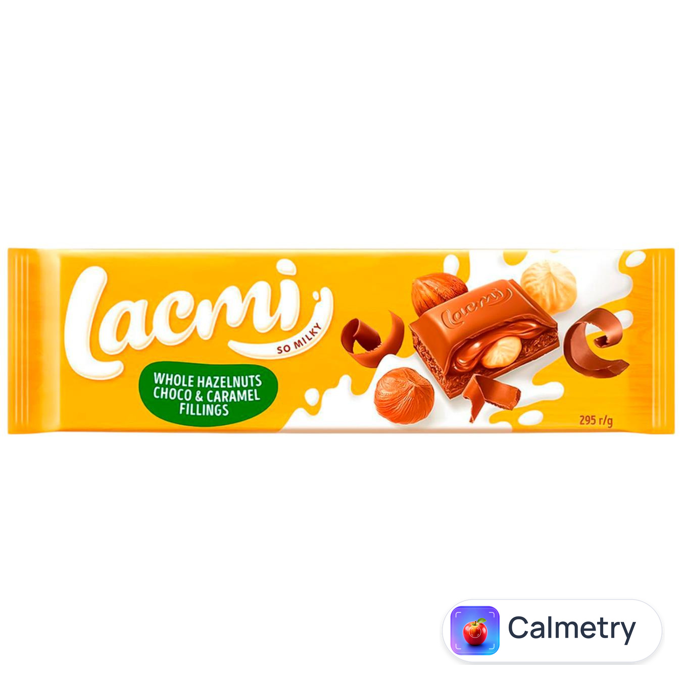 Шоколад молочний Roshen Lacmi з цілими лісовими горіхами і шоколадно-карамельною начинкою 295г — фото продукту