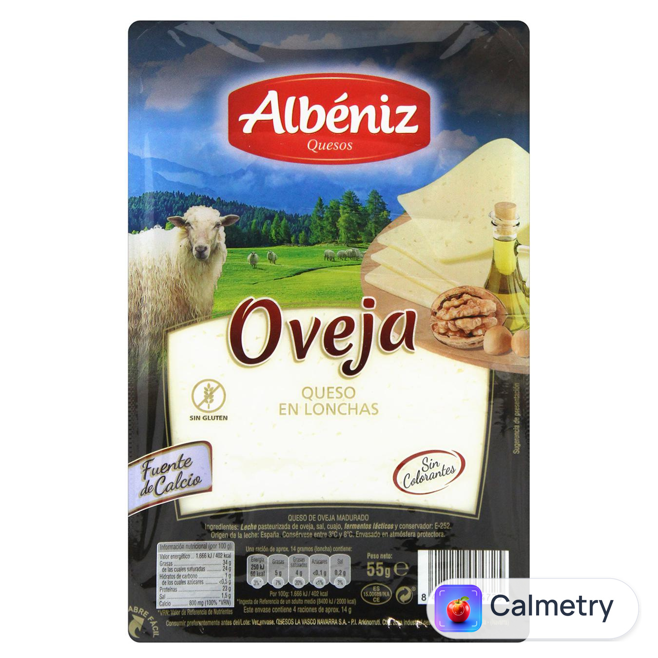 Сир Albeniz Oveja овечий нарізаний скибочками 34,3% 55г — фото продукту