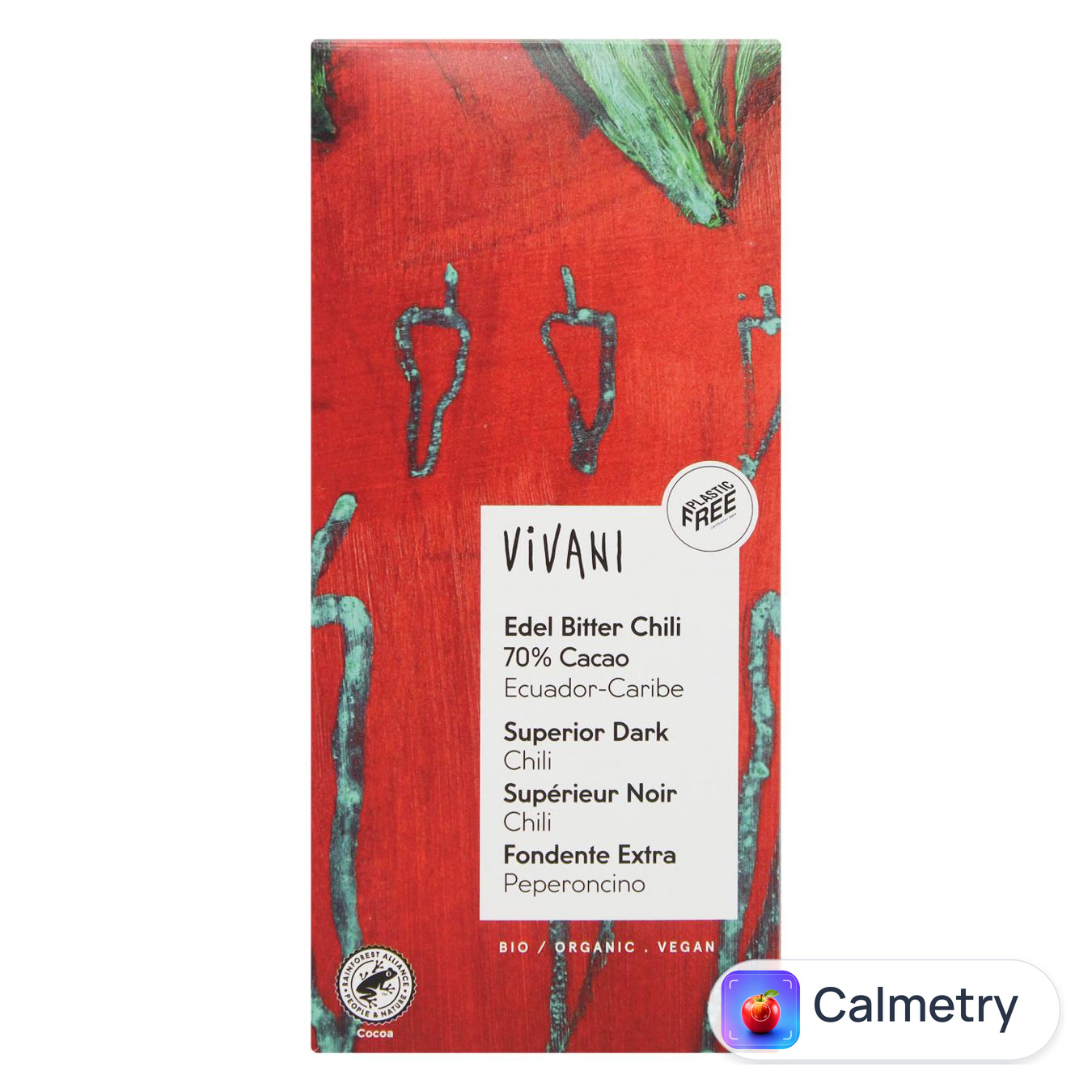 Шоколад чорний Vivani Bio Organic Vegan перець чілі какао 70% 100г