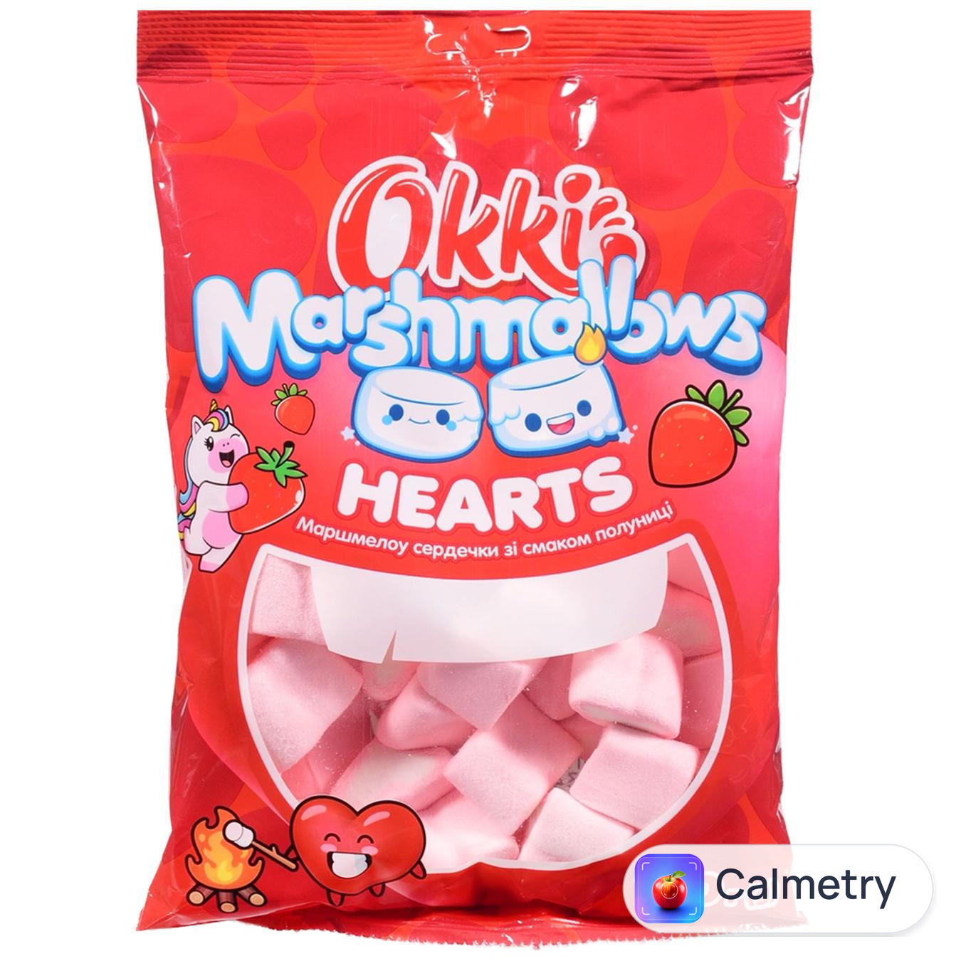 Маршмелоу Okki Hearts зі смаком полуниці 140г