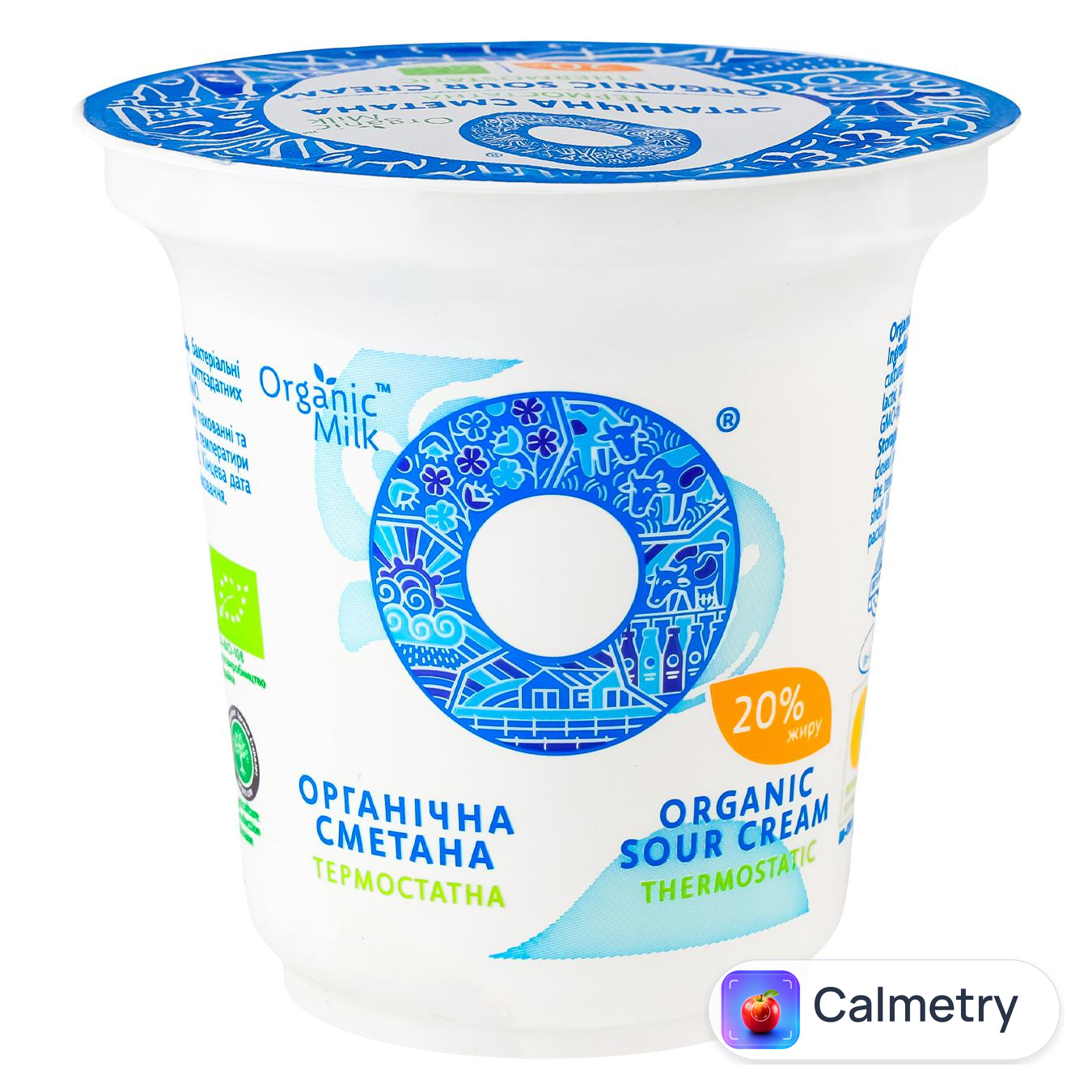 Сметана Organic Milk органічна термостатна 20% 250г — фото продукту