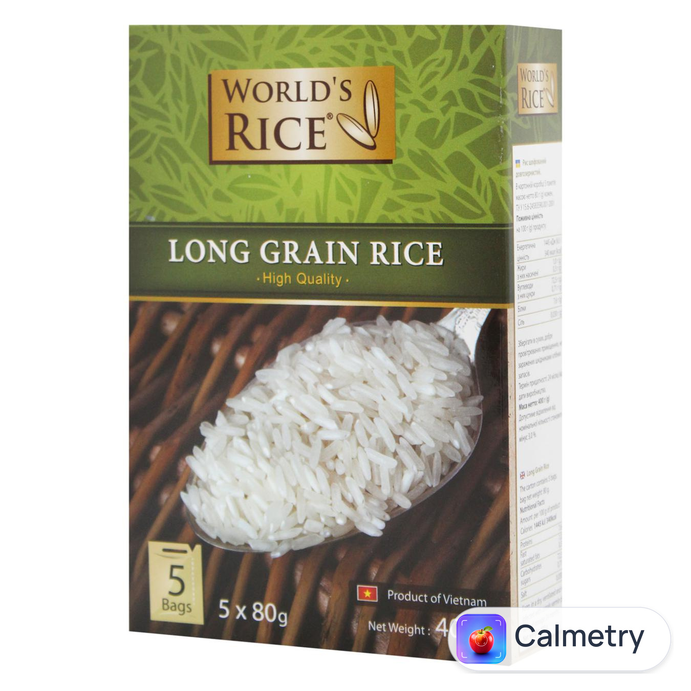 Рис World`s Rice В'єтнамський довгозернистий шліфований в пакетиках 400г — фото продукту