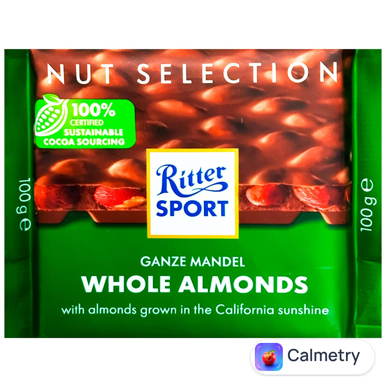 Шоколад молочний Ritter Sport з цілим мигдалем 100г — фото продукту