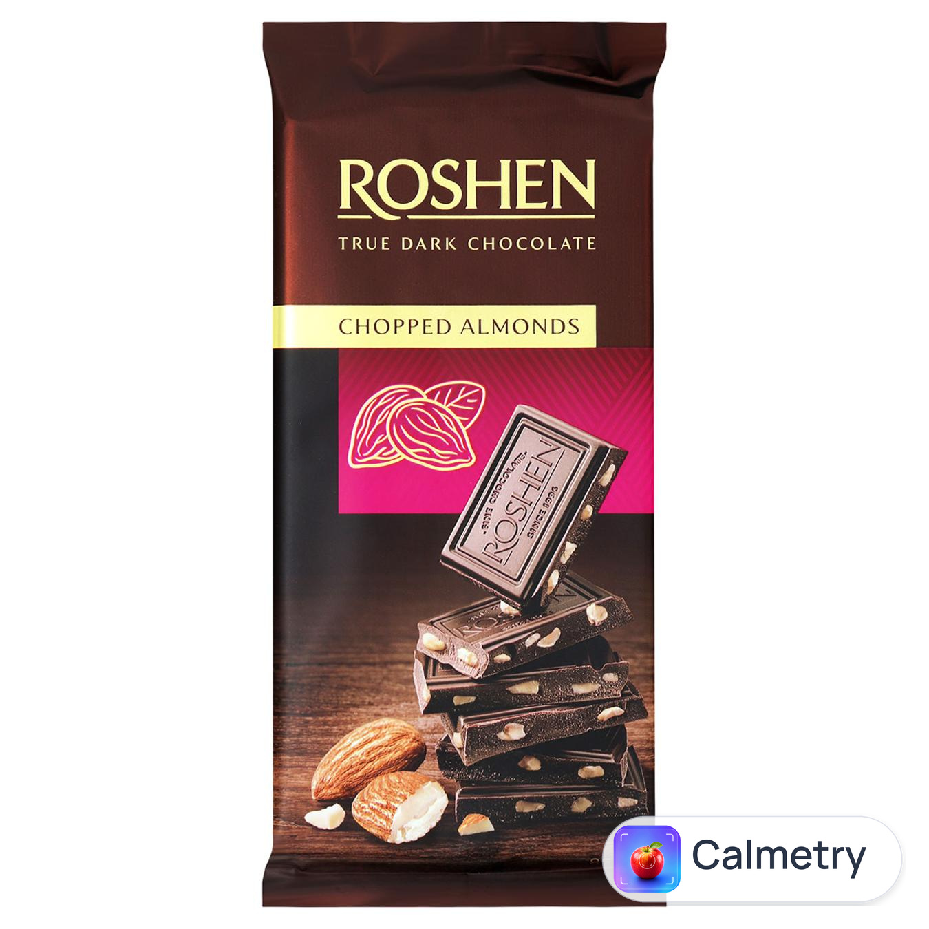 Шоколад чорний Roshen з підсоленим подрібненим мигдалем 85г — фото продукту