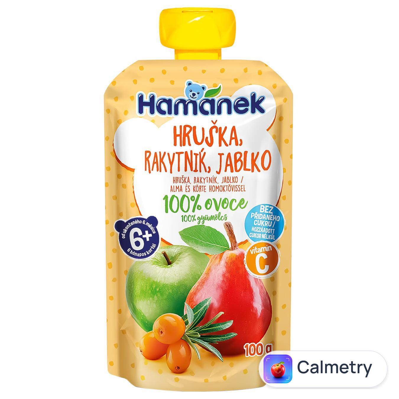 Пюре Hamanek Яблуко груша та обліпиха 100г — фото продукту