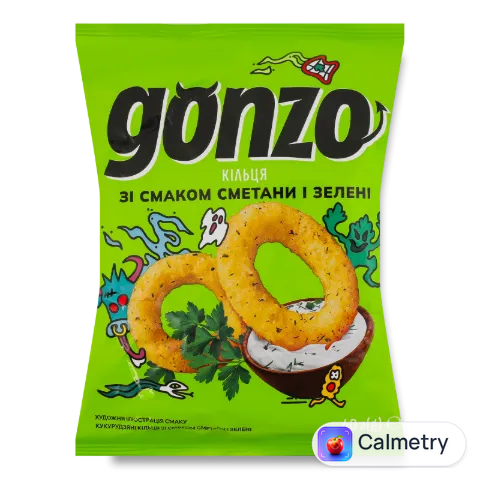 Кільця кукурудзяні Gonzo смак сметани і зелені