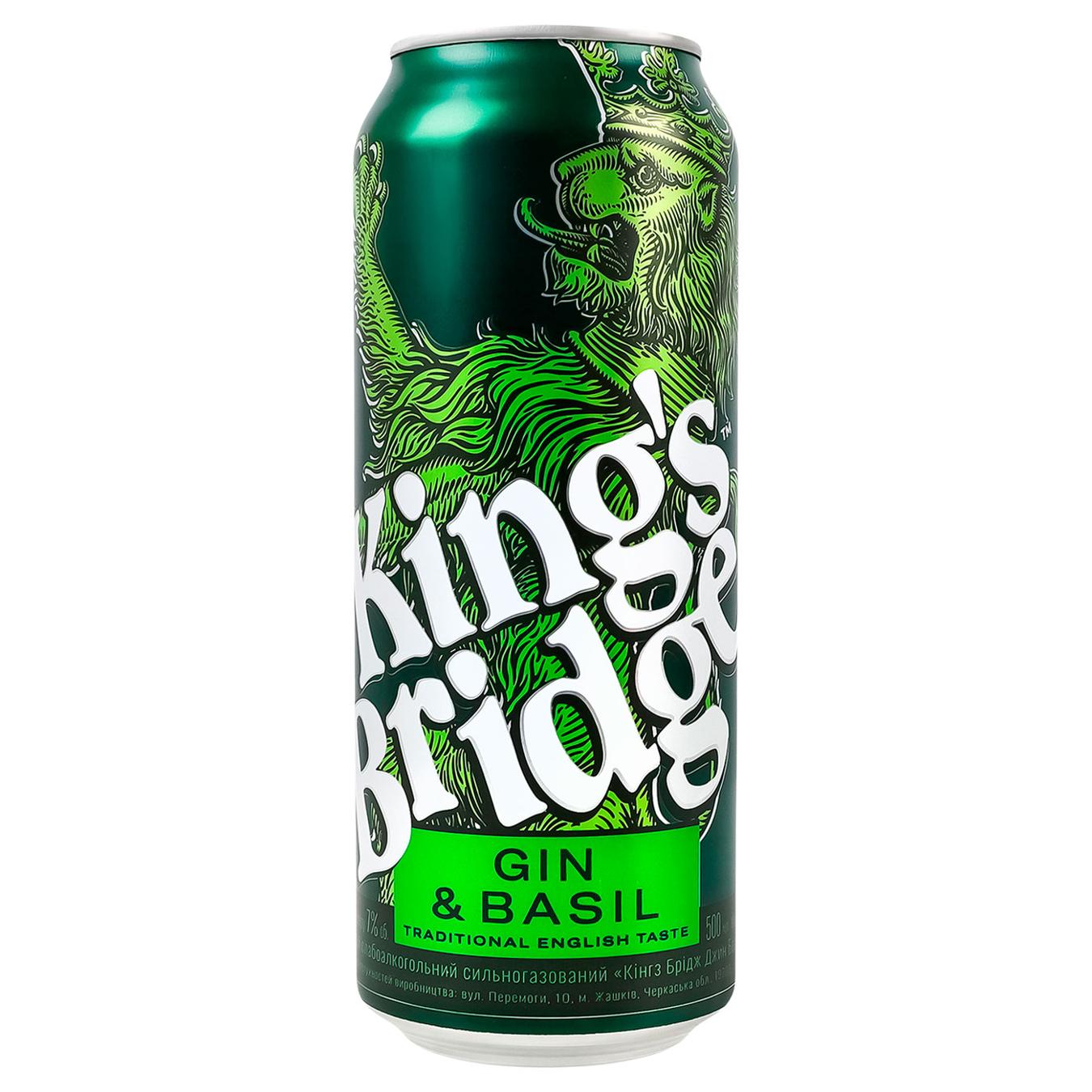Напій слабоалкогольний King's Bridge Gin & Basil 7% 0,5л — фото продукту