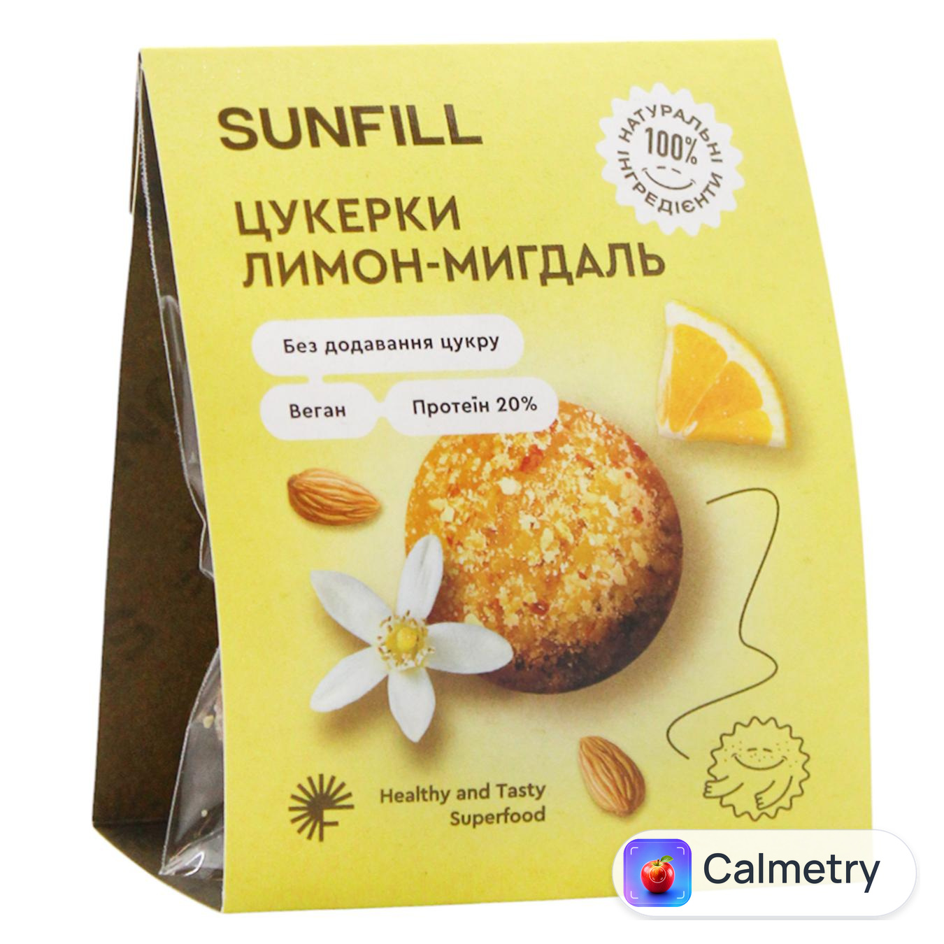 Цукерки Sunfill Лимон-мигдаль з протеїном 73г — фото продукту