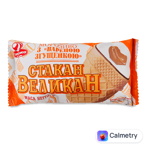Морозиво «Ласунка» «Великан» зі згущеним молоком у вафельному стакані, 100г