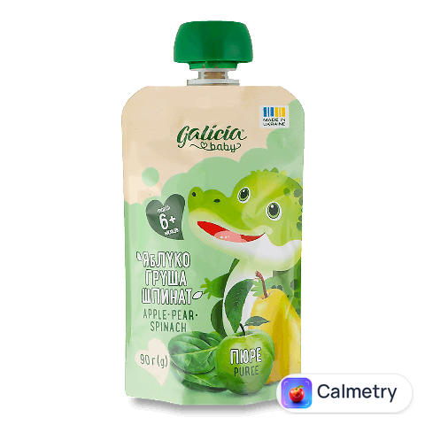 Пюре Galicia Baby яблучно-грушево-шпинатне, 90г
