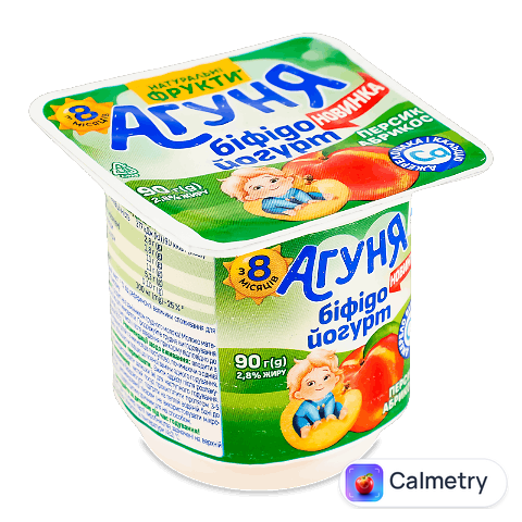 Біфідойогурт Агуня Персик абрикос для дітей 2,8%, 90г