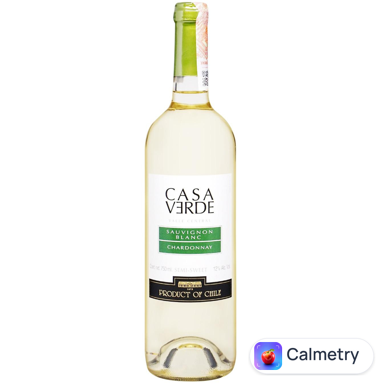 Вино Casa Verde Sauvignon Blanc-Chardonnay біле напівсолодке 12% 0,75л — фото продукту