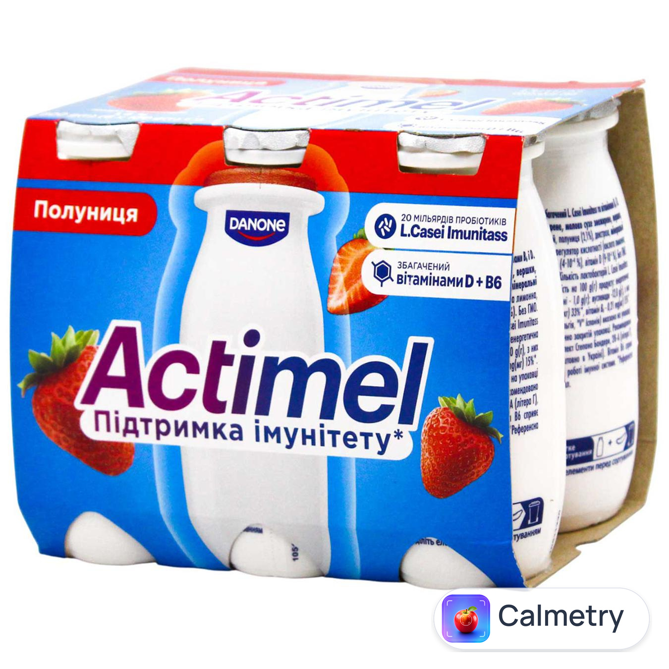 Продукт кисломолочний Actimel Полуниця 1,4% 100г х 6 шт