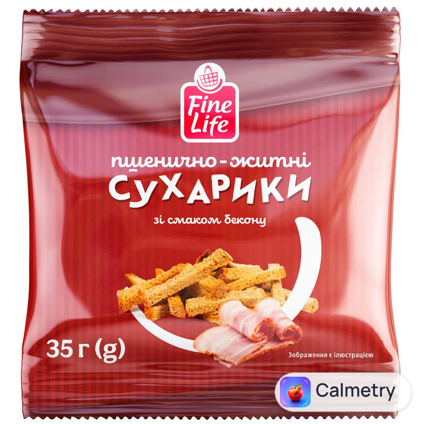 Сухарики Fine Life пшенично-житні зі смаком бекону 35г