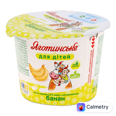 Паста сиркова Яготинське для дітей банан 3,9%, 90г