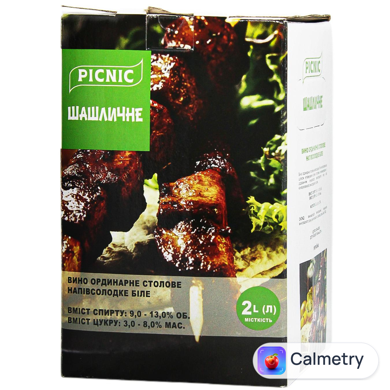 Вино Picnic Шашличне біле напівсолодке 9-13% 2л