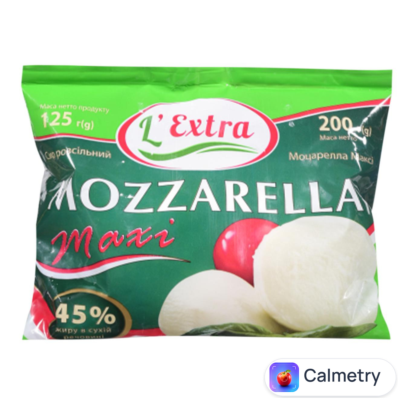 Сир L'extra Моцарела максі 45% 125г