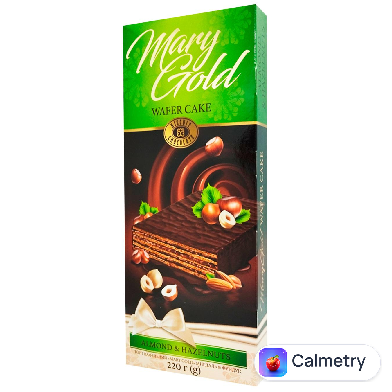 Торт Бісквіт-Шоколад Mary Gold вафельний мигдаль та фундук 220г — фото продукту