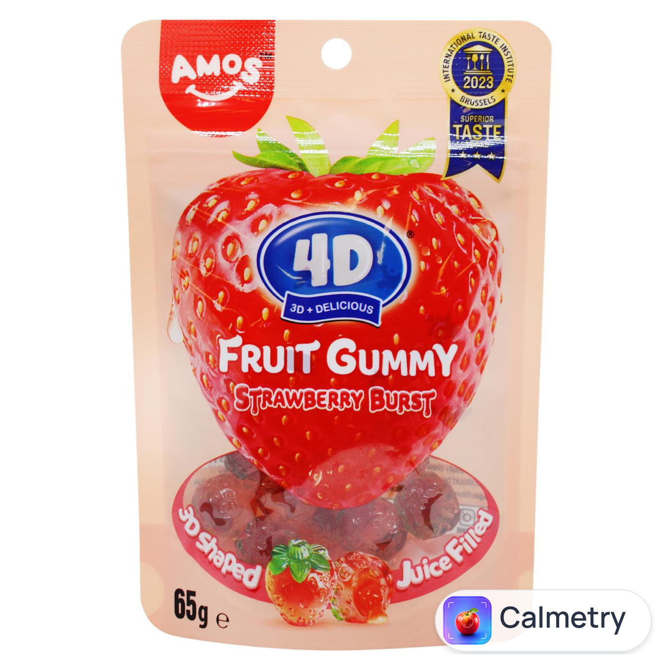 Цукерки Amos 4D Strawberry Burst у формі полуниці 65г