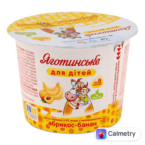 Паста сиркова Яготинське для дітей абрикос-банан 3,9%, 90г